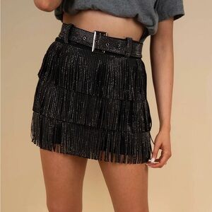 Blushing Brunette Eye Catcher Fringe Skort